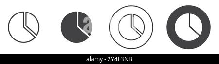 Icona del grafico a torta impostata in stile contorno linea sottile e segno vettoriale lineare Illustrazione Vettoriale