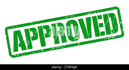 Timbro a inchiostro approvato. Timbro approvato rosso isolato su sfondo bianco. Illustrazione Vettoriale
