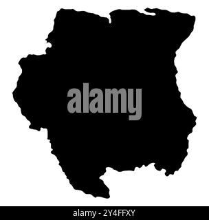 Contorno della silhouette del Suriname su uno sfondo bianco Foto Stock
