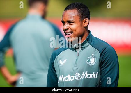 Rotterdam, Paesi Bassi. 18 settembre 2024. Rotterdam - Igor Paixao del Feyenoord durante l'allenamento del Feyenoord in preparazione del duello di Champions League contro il Bayer 04 Leverkussen al Trainingscomplex 1908 il 18 settembre 2024 a Rotterdam, Paesi Bassi. Credito: Foto Box to Box/Alamy Live News Foto Stock