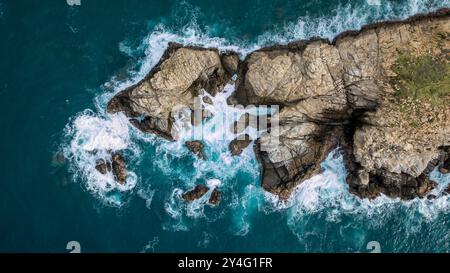 Vista aerea del punto panoramico di Punta Cometa, punto più a sud di Oaxaca, Messico Foto Stock