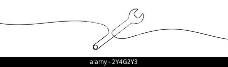 Disegno continuo della chiave. Disegno a linea singola di una chiave. Chiave line art. Illustrazione vettoriale. Illustrazione Vettoriale