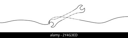 Disegno continuo della chiave. Disegno a linea singola di una chiave. Chiave line art. Illustrazione vettoriale. Illustrazione Vettoriale