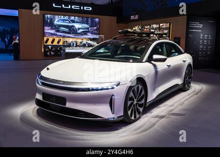 Lucid Air Sapphire Grand Touring berlina elettrica di lusso al Salone Internazionale dell'automobile di Ginevra. Svizzera - 26 febbraio 2024. Foto Stock