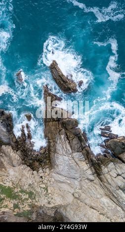 Vista aerea del punto panoramico di Punta Cometa, punto più a sud di Oaxaca, Messico Foto Stock