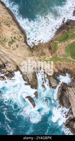 Vista aerea del punto panoramico di Punta Cometa, punto più a sud di Oaxaca, Messico Foto Stock