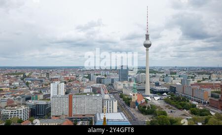 Veduta aerea della torre della televisione di Berlino, Germania. Foto Stock