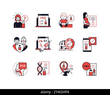 Vaccination - Set di icone di stile moderno Illustrazione Vettoriale