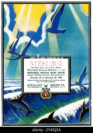 1935 Sterling Engine Company ad - National Motor Boat Show Exhibition New York Foto Stock