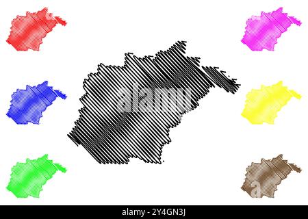 Shire of Winton (Commonwealth of Australia, stato del Queensland) mappa illustrazione vettoriale, schizzo di scribble mappa di Winton Illustrazione Vettoriale