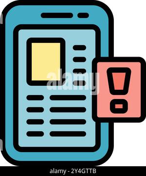 Sullo schermo dello smartphone viene visualizzata un'icona di notifica di avviso Illustrazione Vettoriale