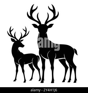 Deer silhouette Vector Graphics Collection. Illustrazione Vettoriale