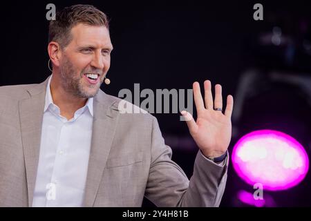 Colonia, Germania. 18 settembre 2024. Il giocatore di basket Dirk Nowitzki parla al congresso digitale Digital X di Deutsche Telekom nel Media Park. Crediti: Rolf Vennenbernd/dpa/Alamy Live News Foto Stock