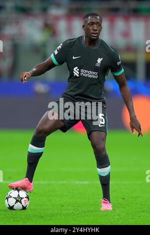 Milano, Italia. 17 settembre 2024. Ibrahima Konate di Liverpool durante la partita di calcio della UEFA Champions League tra Milano e Liverpool allo stadio San Siro di Milano - martedì 17 settembre 2024. Sport - calcio . (Foto di Spada/LaPresse) credito: LaPresse/Alamy Live News Foto Stock