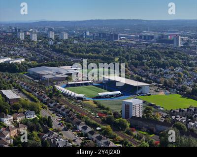 Scotstoun Stadium Glasgow 18 settembre 2024. Vista aerea dello Scotstoun Stadium, una delle sedi principali per i Giochi del Commonwealth del 2026, annunciati di recente. Crediti: ALAN OLIVER/Alamy Live News Foto Stock