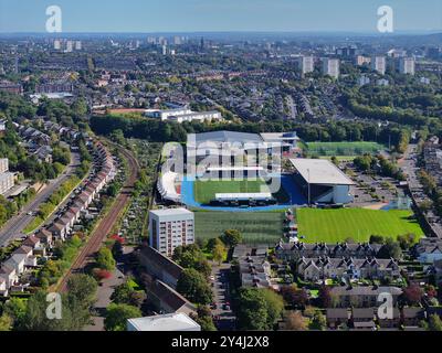 Scotstoun Stadium Glasgow 18 settembre 2024. Vista aerea dello Scotstoun Stadium, una delle sedi principali per i Giochi del Commonwealth del 2026, annunciati di recente. Crediti: ALAN OLIVER/Alamy Live News Foto Stock