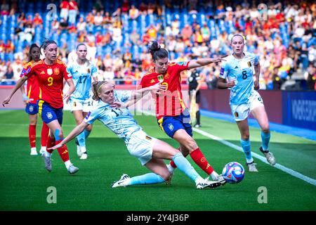 A Coruña, Spagna. 16 luglio 2024. UEFA Women's Eurocup Qualifier. Spagna vs Belgio. Stadio Riazor. Foto Stock