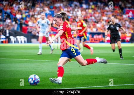 A Coruña, Spagna. 16 luglio 2024. UEFA Women's Eurocup Qualifier. Spagna vs Belgio. Stadio Riazor. Eva Navarro Foto Stock