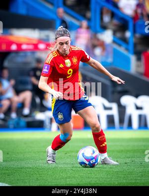 A Coruña, Spagna. 16 luglio 2024. UEFA Women's Eurocup Qualifier. Spagna vs Belgio. Stadio Riazor. Eva Navarro Foto Stock