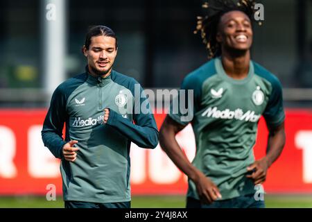 Rotterdam, Paesi Bassi. 18 settembre 2024. Rotterdam - durante l'allenamento del Feyenoord in preparazione del duello di Champions League contro il Bayer 04 Leverkussen al Trainingscomplex 1908 il 18 settembre 2024 a Rotterdam, Paesi Bassi. Credito: Foto Box to Box/Alamy Live News Foto Stock