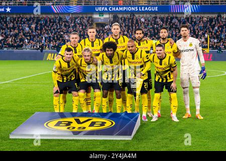 Bruges, Belgio. 18 settembre 2024. BRUGES, BELGIO - 18 SETTEMBRE: Teamphoto del Borussia Dortmund durante la fase MD1 della UEFA Champions League 2024/25 tra il Club Brugge KV e il Borussia Dortmund a Jan Breydelstadion il 18 settembre 2024 a Bruges, Belgio. (Foto di Joris Verwijst/Agenzia BSR) credito: Agenzia BSR/Alamy Live News Foto Stock