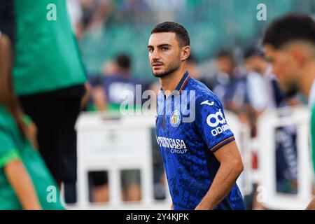 Siviglia, Spagna. 18 settembre 2024. Juan Iglesias (Getafe CF) visto durante la partita LaLiga EASPORTS tra Real Betis Balompie e Getafe CF allo stadio Benito Villamarin. Punteggio finale; Real Betis 2:1 Getafe. (Foto di Maciej Rogowski/SOPA Images/Sipa USA) credito: SIPA USA/Alamy Live News Foto Stock