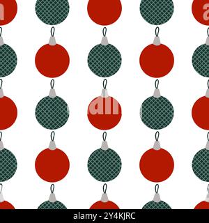 Un motivo vibrante con ornamenti rossi e verdi, perfetto per progetti a tema vacanze Illustrazione Vettoriale