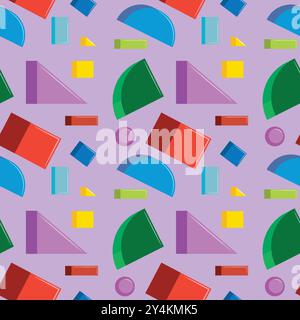 Motivo senza cuciture con varie forme geometriche colorate Illustrazione Vettoriale