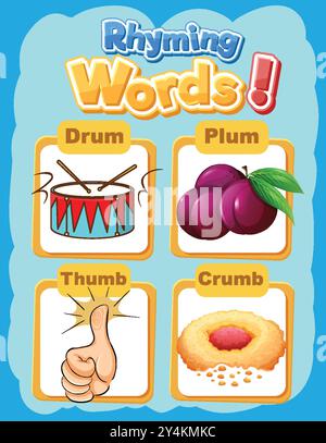 Immagine di parole in rima con immagini Illustrazione Vettoriale