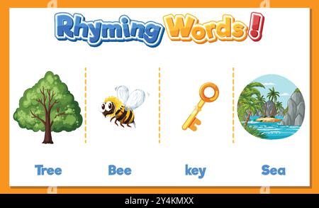 Immagine di parole in rima con immagini Illustrazione Vettoriale