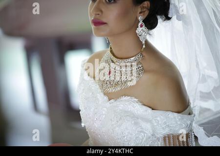 Abito da sposa personalizzato per ragazze Foto Stock