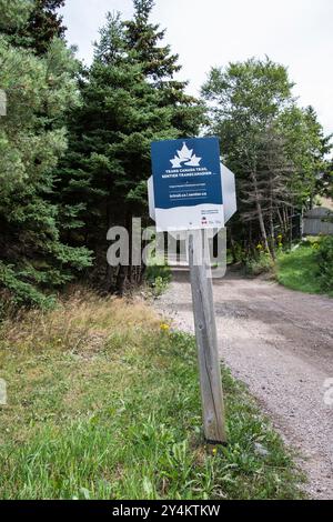 Cartello con la Trans Canada Trail a Holyrood, Terranova e Labrador, Canada Foto Stock