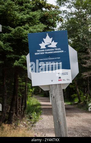 Cartello con la Trans Canada Trail a Holyrood, Terranova e Labrador, Canada Foto Stock