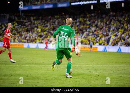 Nashville, Stati Uniti. 18 settembre 2024. Il Chicago Fire FC gioca a Nashville SC al GEODIS Park di Nashville, Tennessee, il 18 settembre 2024. (Foto di Kindell Buchanan/Sipa USA) credito: SIPA USA/Alamy Live News Foto Stock