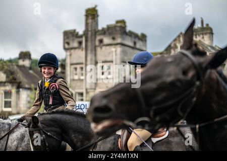 Langholm, Dumfries e Galloway, Scozia, Regno Unito. 26 luglio 2024. La città di Langholm a Dumfries e Galloway celebra il suo annuale giro in comune Foto Stock