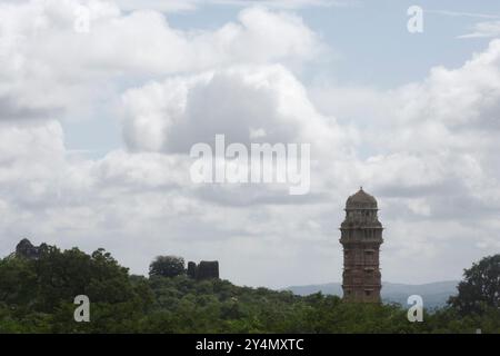 Chittorgarh, Rajasthan / India - 22 settembre 2019: La vista della torre della vittoria a Chittorgarh. Foto Stock