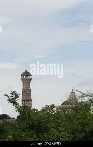 Chittorgarh, Rajasthan / India - 22 settembre 2019: La vista della torre della vittoria a Chittorgarh. Foto Stock