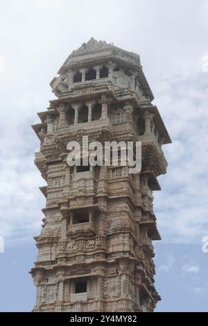 Chittorgarh, Rajasthan / India - 22 settembre 2019: La vista della torre della vittoria a Chittorgarh. Foto Stock