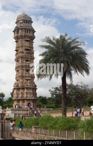 Chittorgarh, Rajasthan / India - 22 settembre 2019: La vista della torre della vittoria a Chittorgarh. Foto Stock