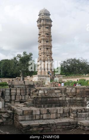 Chittorgarh, Rajasthan / India - 22 settembre 2019: La vista della torre della vittoria a Chittorgarh. Foto Stock