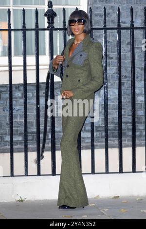 16 settembre 2024, Londra, Inghilterra, Regno Unito - Naomi Campbell partecipa al ricevimento della London Fashion Week di Downing Street Foto Stock