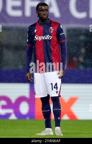 Samuel Iiling Junior del Bologna FC, durante la partita di calcio di UEFA Champions League tra Bologna FC e Shakhtar Donetsh allo stadio Renato Dall'Ara di Bologna, 18 settembre 2024. Foto Stock