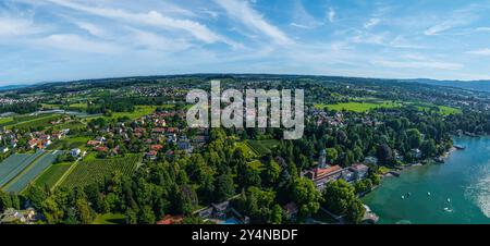 Vista aerea della parte orientale del lago di Costanza intorno al quartiere Lindau di Bad Schachen Foto Stock