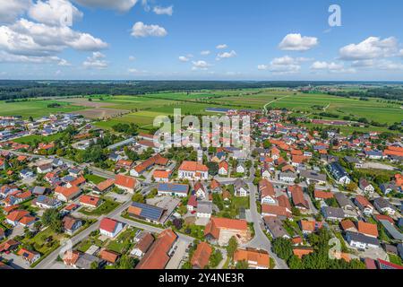 Vista di Ettringen sul Wertach nella regione sveva del basso Allgaeu Foto Stock