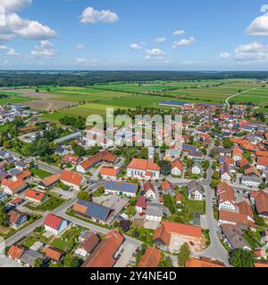 Vista di Ettringen sul Wertach nella regione sveva del basso Allgaeu Foto Stock