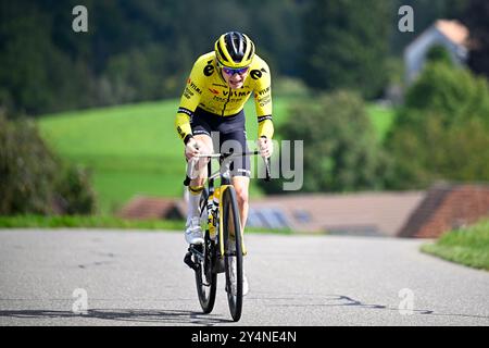 Zurigo, Svizzera. 19 settembre 2024. Olandese Darren Van Bekkum nella foto durante una sessione di allenamento in vista dei Campionati del mondo di ciclismo su strada e su strada 2024 UCI, giovedì 19 settembre 2024, a Zurigo, Svizzera. I Mondi si svolgono dal 21 al 29 settembre. BELGA PHOTO JASPER JACOBS credito: Belga News Agency/Alamy Live News Foto Stock