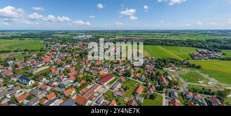 Vista di Ettringen sul Wertach nella regione sveva del basso Allgaeu Foto Stock