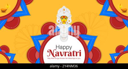 Illustrazione vettoriale del modello di feed dei social media di Happy Navratri Illustrazione Vettoriale