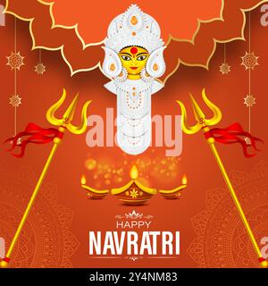 Illustrazione vettoriale del modello di feed dei social media di Happy Navratri Illustrazione Vettoriale