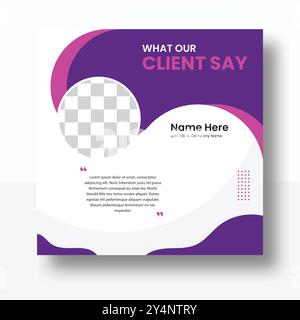 Progettazione del modello di testimonianze aziendali e layout del feedback dei clienti. Modello di revisione professionale per i clienti Illustrazione Vettoriale